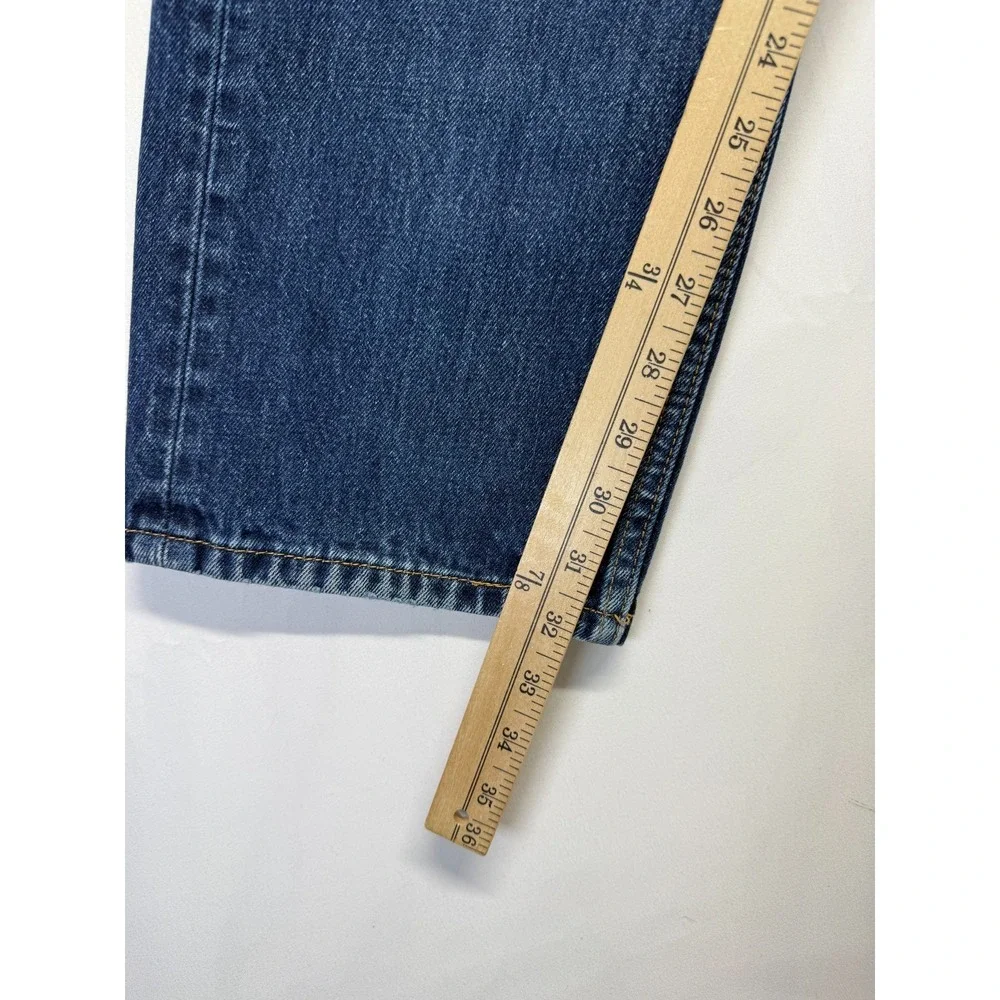 Levi's 505 Jeans Mens 36x32 Blue Denim Whiskered Logo Straight Leg Streetwear